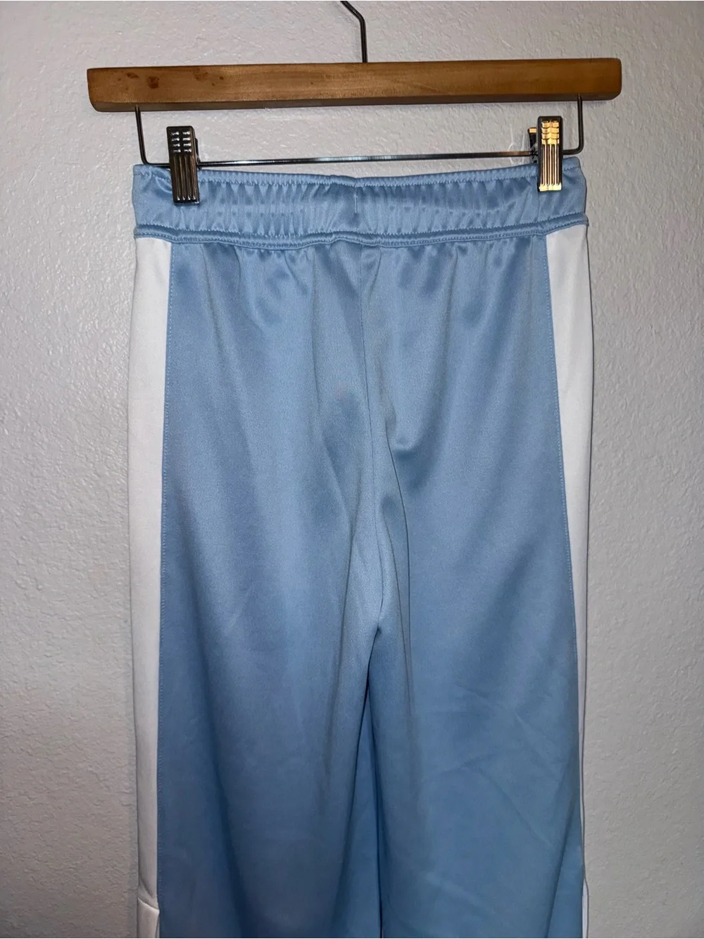 Converse Light Blue Athletic Pants with with White Stripe and Bottom Buttons M